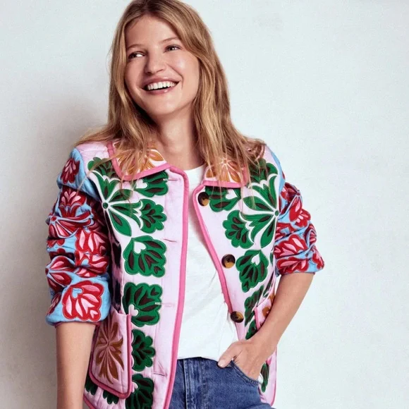 NWT Boden Women’s Fitzrovia Embroidered Jacket Size 6 Quilted Spring Coat Floral - Picture 2 of 16